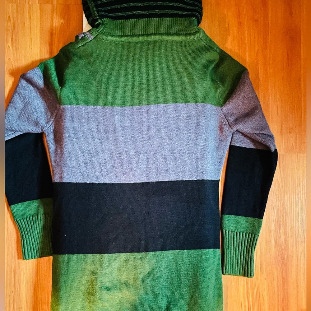 Colorful Patchwork Women's Sweater Turtleneck - Picture 5 of 9
